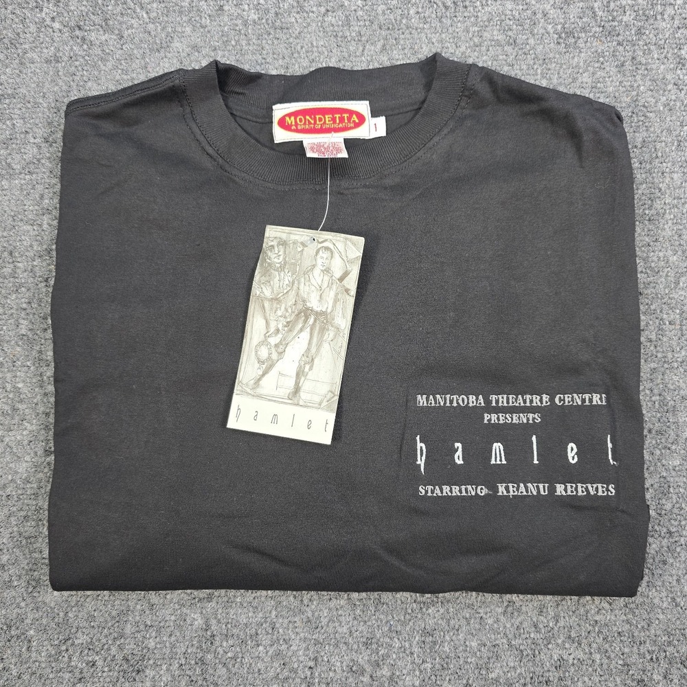 Vintage 1995 Keanu Reeves Hamlet T Shirt Manitoba Theatre Centre NWT XL USA RARE - Picture 2 of 11